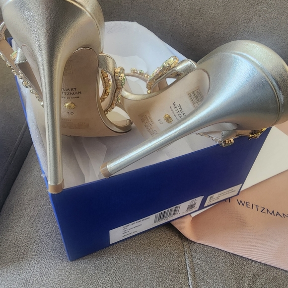 Stuart Weitzman Jaide 100 Gem Sandal 10 40.5 metallic - Picture 10 of 10
